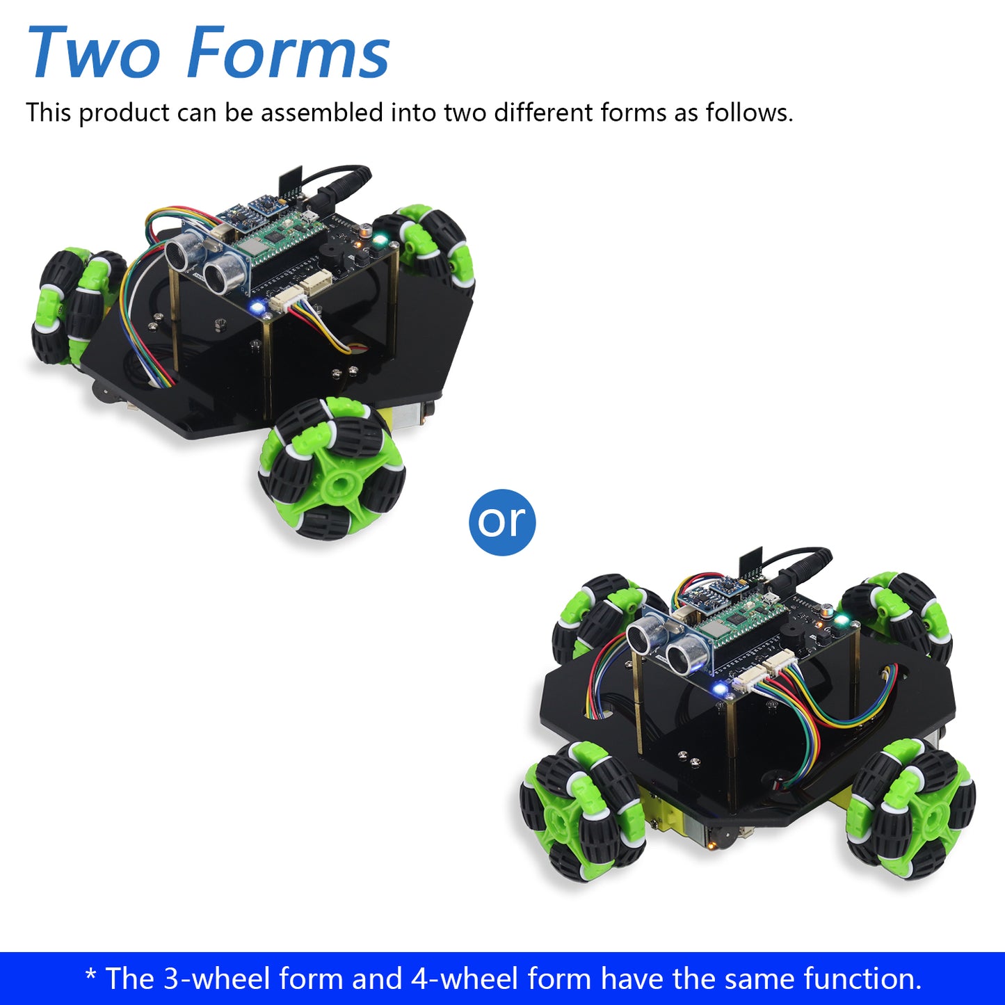 Freenove Omni Wheel Car Kit for Raspberry Pi Pico 1 2 W H WH, 3-wheel and 4-wheel Forms, Accelerometer Module, Compass Module