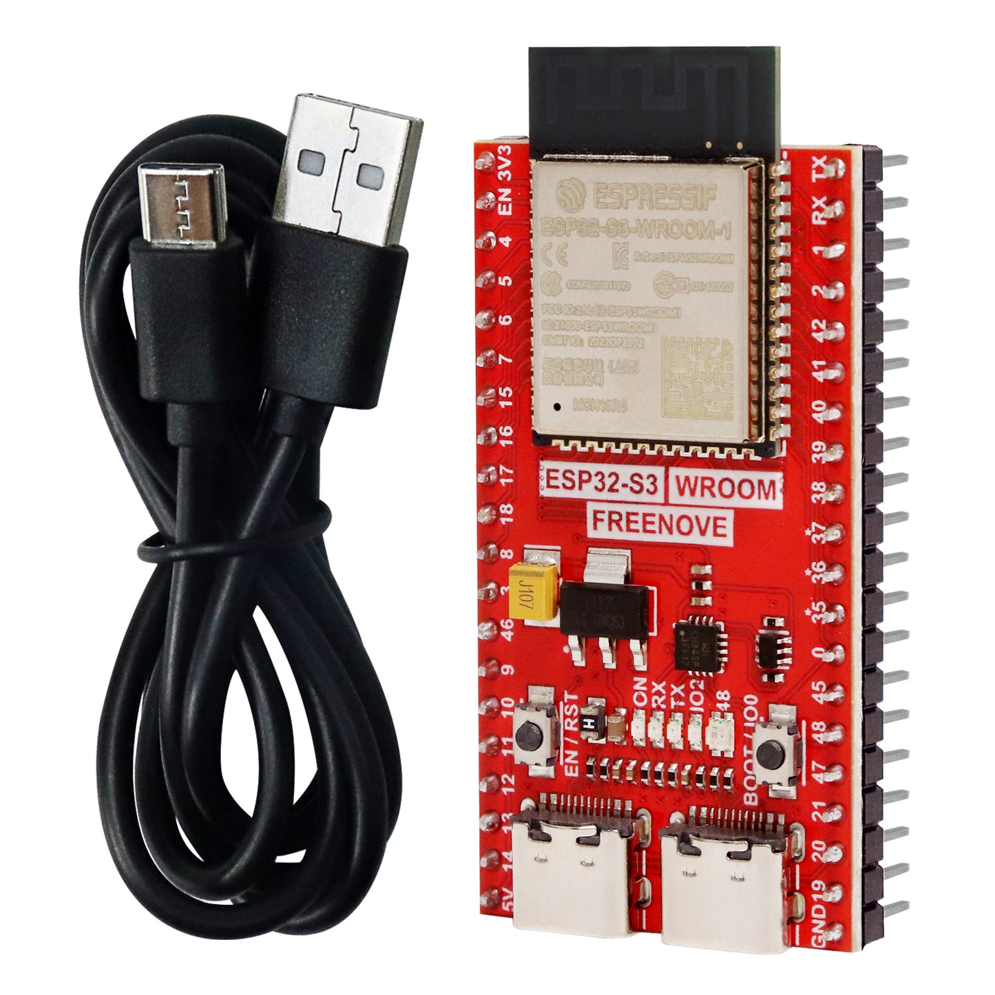 Freenove ESP32-S3 ESP32 S3 Wi-Fi Bluetooth Board Lite, Dual-core 32-bit 240 MHz Microcontroller, Python C Code, Example Projects Tutorial