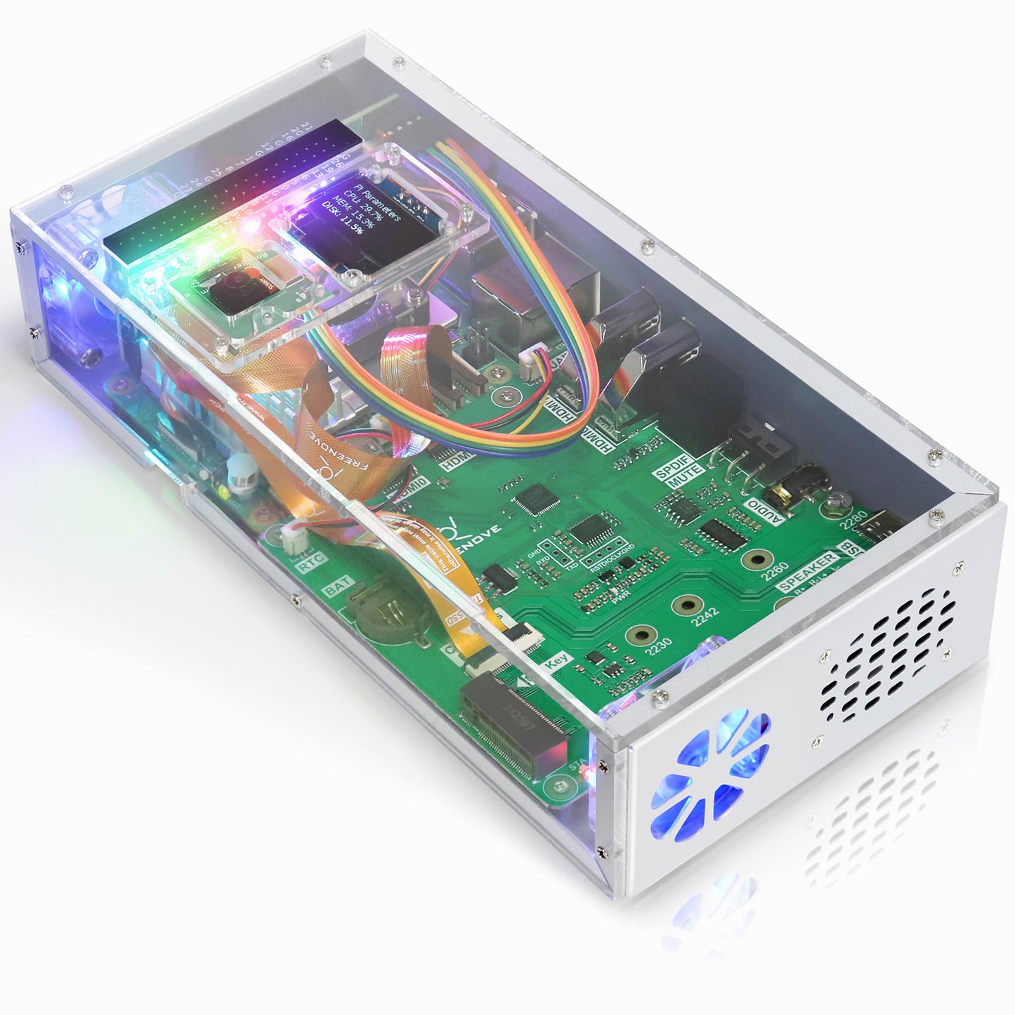 Freenove Computer Case Kit for Raspberry Pi 5 with M.2 SSD 4.3 Inch Touchscreen 5 MP Camera
