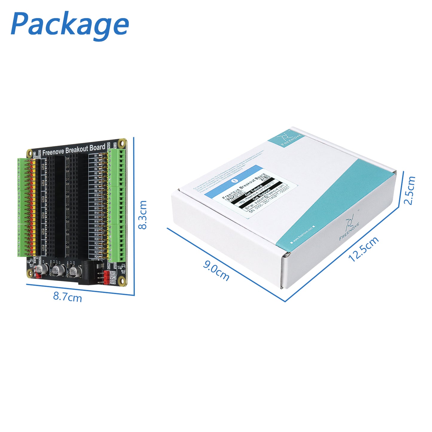 Freenove Breakout Board for Arduino Nano Micro Raspberry Pi Pico 1 2 W ESP32 ESP8266, Terminal Block Shield HAT with Pin Header, GPIO Status LED, 5 V 3.3 V
