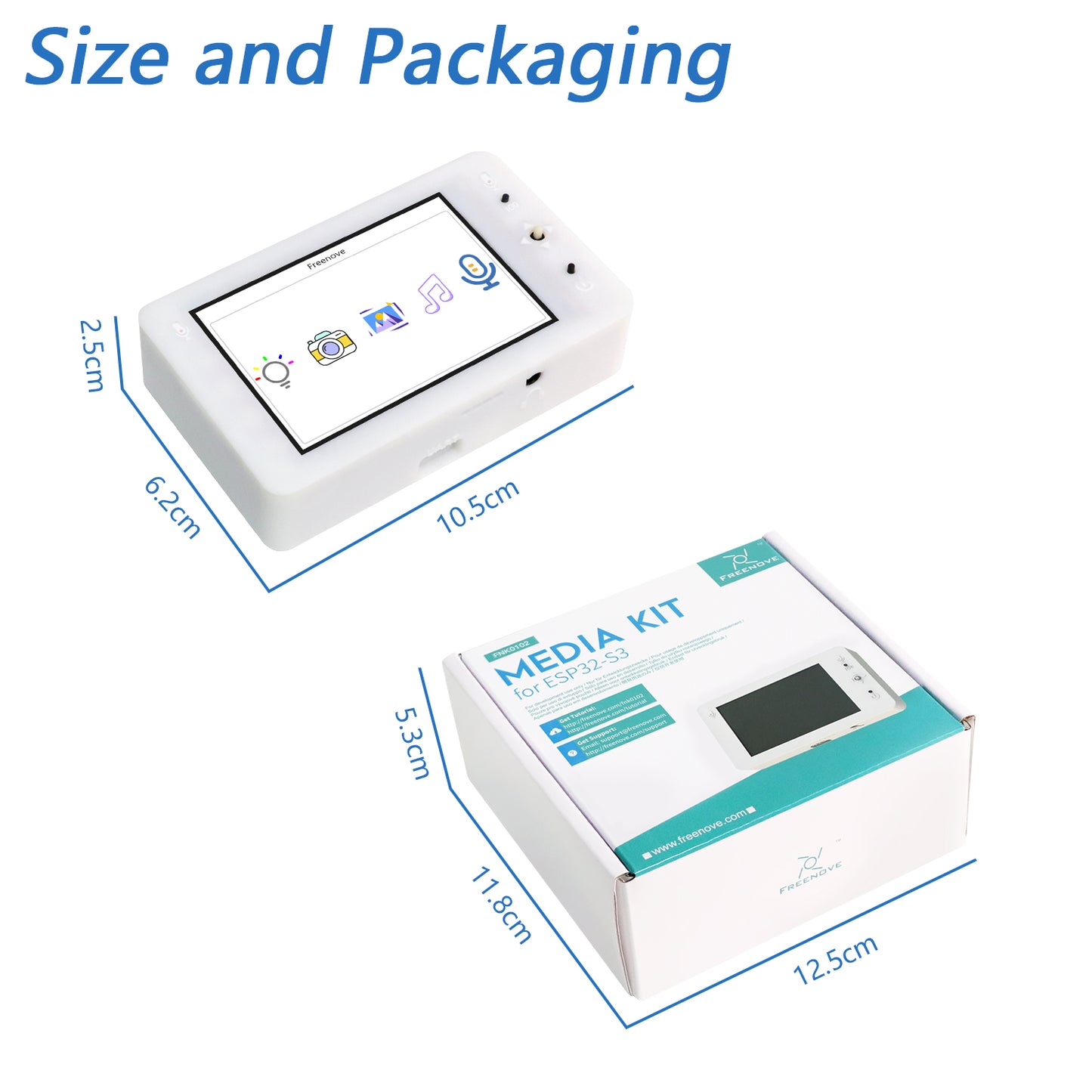 Freenove Media Kit for ESP32-S3 ESP32 S3 CAM Camera Wi-Fi Bluetooth, OpenAI / XiaoZhiAI, Dual-core 32-bit 240 MHz Microcontroller, Screen Dual Speakers Dual Microphones, Tutorial Code