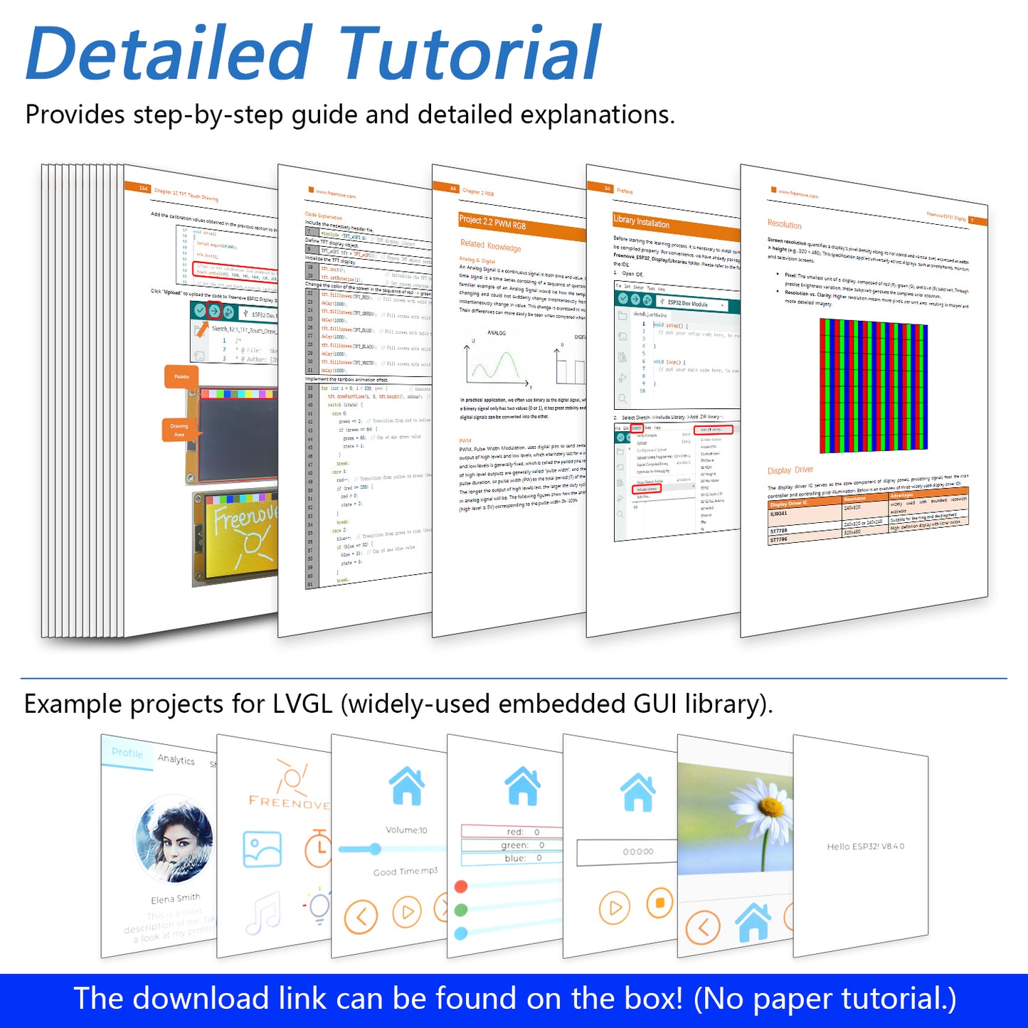 Freenove ESP32 Touch Display CYD Wi-Fi Bluetooth, 2.8 3.2 3.5 4.0 Inch Touchscreen, Dual-core 32-bit 240 MHz Microcontroller, C Code LVGL Example Projects Tutorial