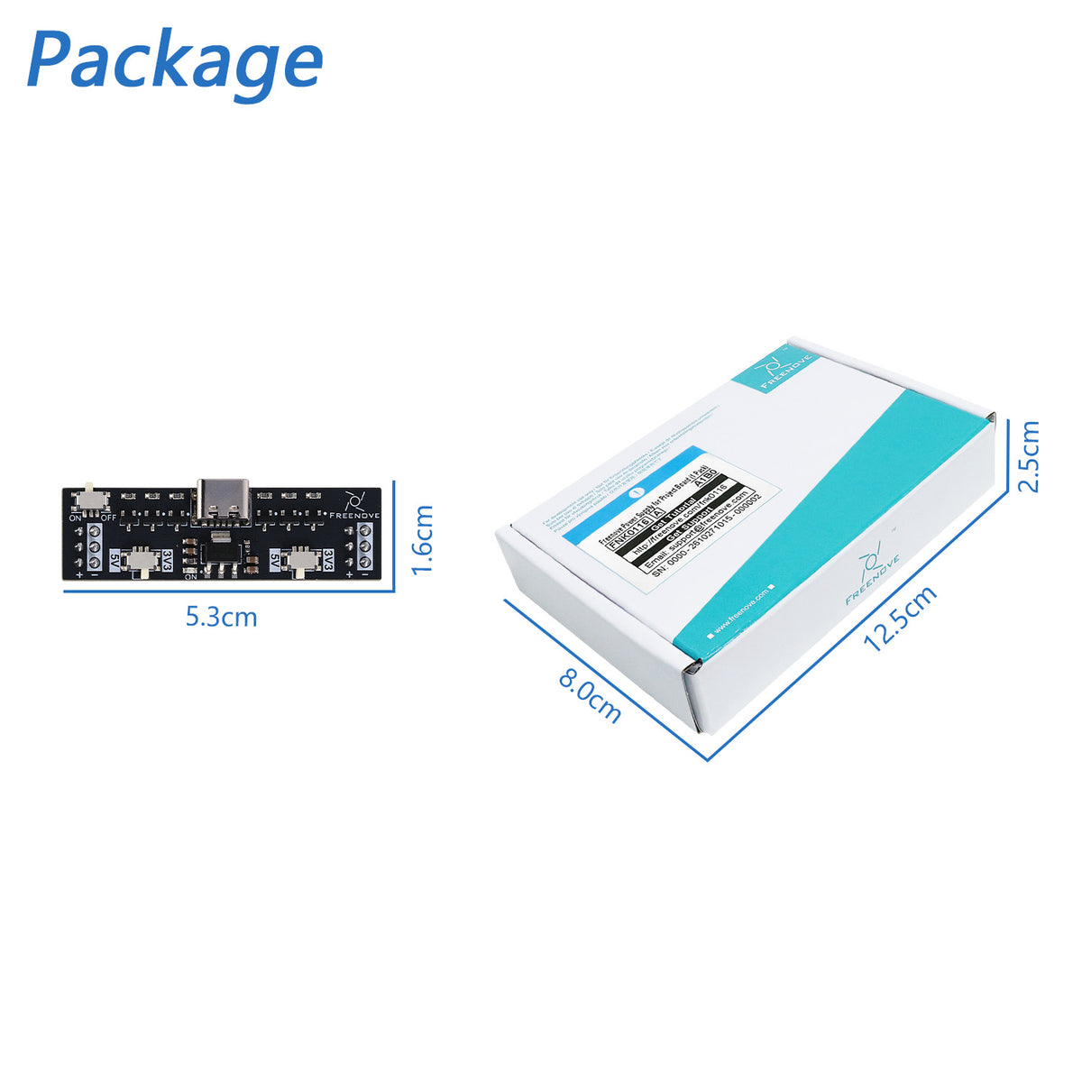 Freenove Breadboard Power Supply for Arduino ESP32 Raspberry Pi Pico, Dual Switchable 5V / 3.3V Power Outputs, 1A Self-recovery Fuse, USB-C Input