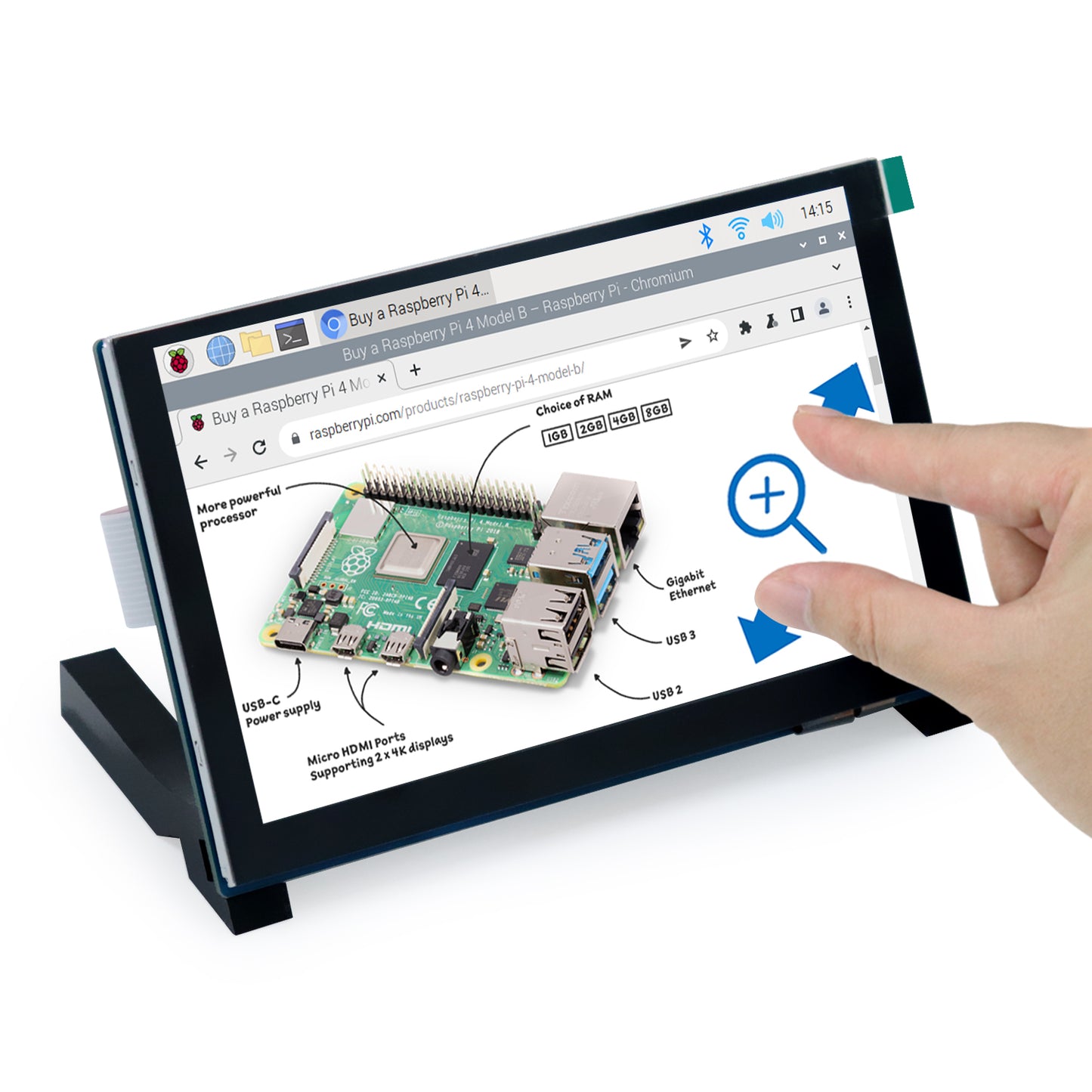 Freenove 5 / 7 Inch Touchscreen Monitor for Raspberry Pi 5 4 B 3 B+ A+, 800x480 Pixel IPS / TN Display, 5-Point Touch Capacitive Screen, Driver-Free MIPI DSI Port