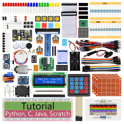 Freenove Ultimate Starter Kit for Raspberry Pi 5 4 B 3 B+ Zero 2 W, 962-Page Tutorial, 128 Projects, 223 Items, Python C Java Scratch Processing Code