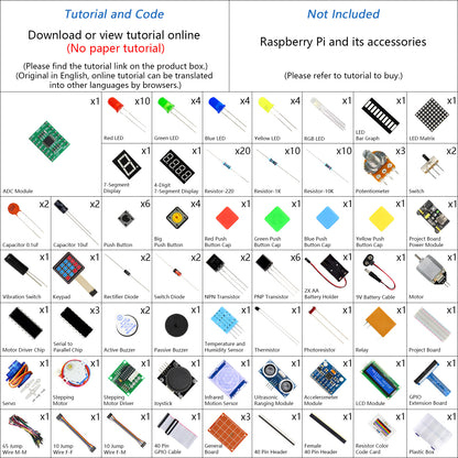 Freenove Ultimate Starter Kit for Raspberry Pi 5 4 B 3 B+ Zero 2 W, 962-Page Tutorial, 128 Projects, 223 Items, Python C Java Scratch Processing Code