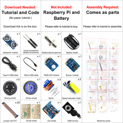 Freenove Three-wheeled Smart Car Kit for Raspberry Pi 5 4 B 3 B+