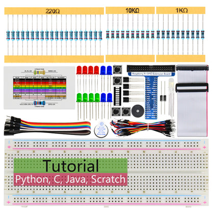 Freenove Basic Starter Kit for Raspberry Pi 5 4 B 3 B+ Zero 2 W, 383-Page Tutorial, 48 Projects, 146 Items, Python C Java Scratch Processing Code
