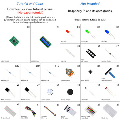 Freenove LCD Starter Kit for Raspberry Pi 5 4 B 3 B+ Zero 2 W, 535-Page Tutorial, 69 Projects, 151 Items, Python C Java Scratch Processing Code