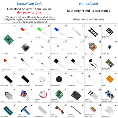 Freenove Ultrasonic Starter Kit for Raspberry Pi 5 4 B 3 B+ Zero 2 W, 820-Page Tutorial, 108 Projects, 171 Items, Python C Java Scratch Processing Code