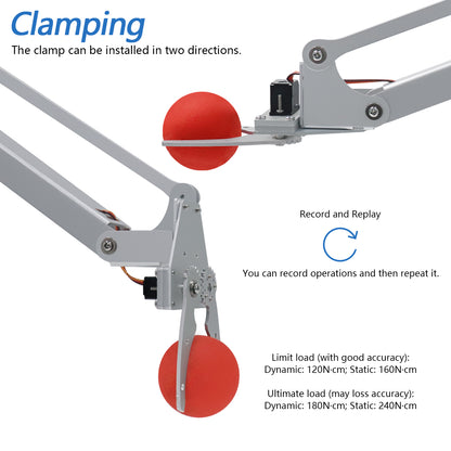 Freenove Robot Arm Kit for Raspberry Pi 5 4 Zero 2 W, High Accuracy Metal Structure Stepper Motor, Clamping Mode and Drawing Mode, Record and Replay, App Control