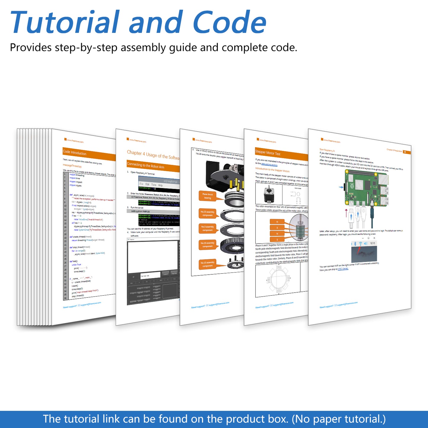 Freenove Robot Arm Kit for Raspberry Pi, High Accuracy, Stepper Motor, Metal Structure, Clamping Mode, Drawing Mode, Record and Replay, App Control