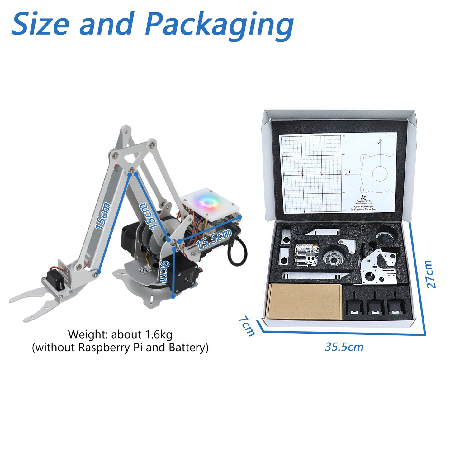 Freenove Robot Arm Kit for Raspberry Pi 5 4 B 3 B+