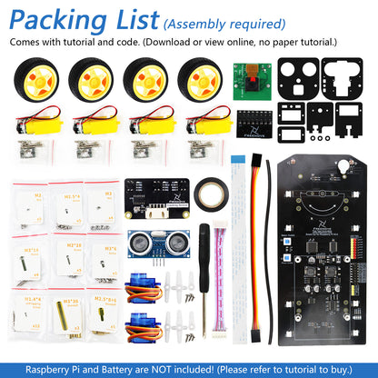 Freenove 4WD Robot Car Kit for Raspberry Pi 5 4 Zero 2 W, Face Tracking, Line Tracking, Light Tracing, Obstacle Avoidance, App Control, Camera, Servo