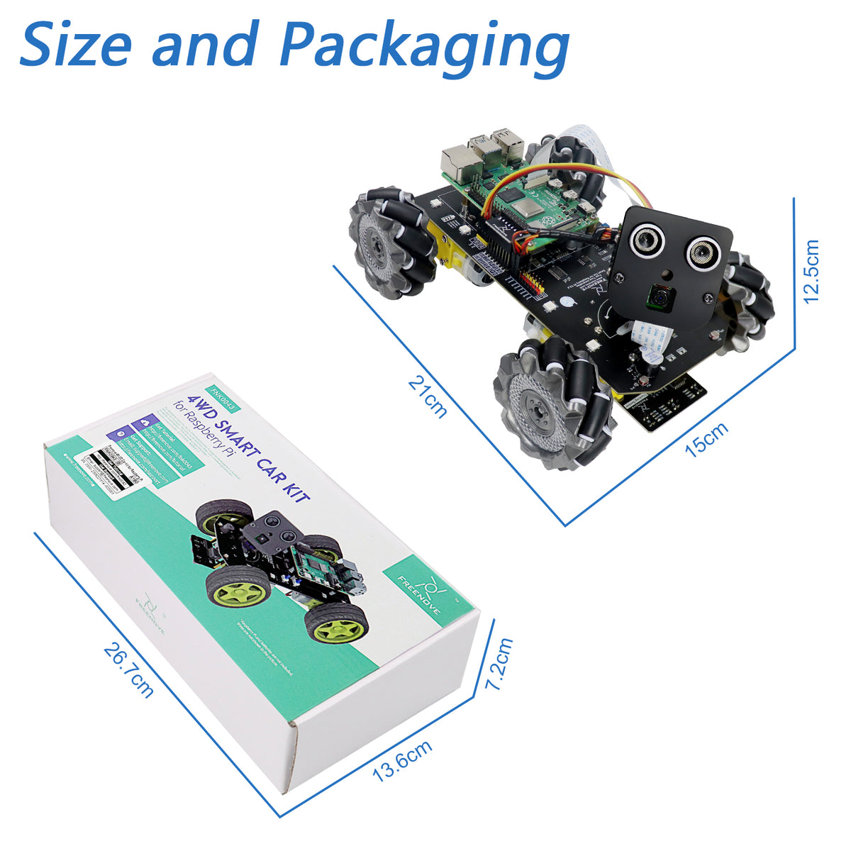 Freenove Mecanum Wheel Car Kit for Raspberry Pi 5 4 Zero 2 W, Face Tracking, Line Tracking, Light Tracing, Obstacle Avoidance, App Control, Camera, Servo