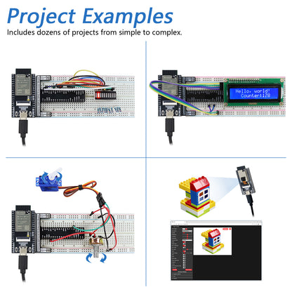 Freenove ESP32 DEV CAM Kit Super Starter Kit, Onboard Camera Wi-Fi Bluetooth, 240 MHz 32-bit Dual-core, Python C Code, 522-Page Detailed Tutorial, 78 Projects, 175 Items
