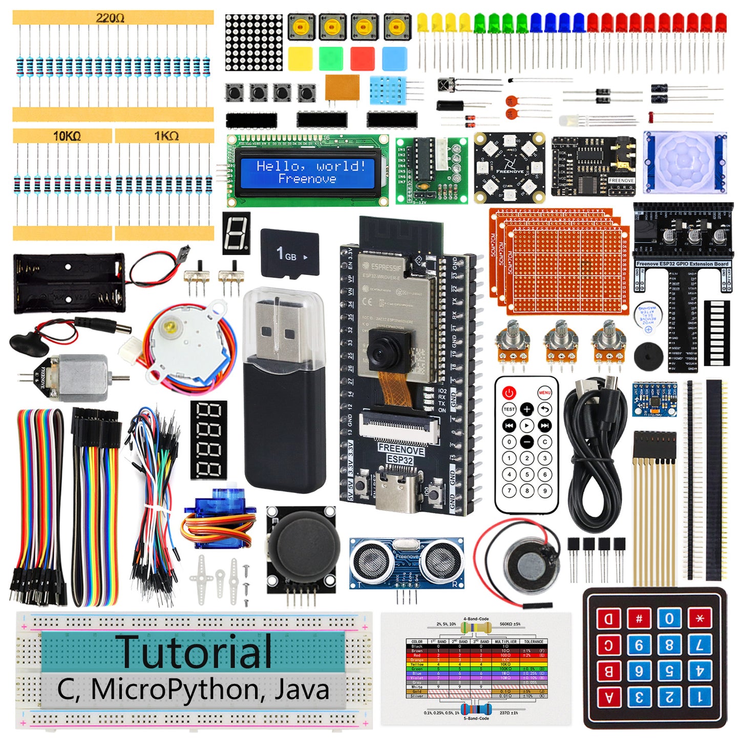 Freenove ESP32 DEV CAM Kit Ultimate Starter Kit, Onboard Camera Wi-Fi Bluetooth, 240 MHz 32-bit Dual-core, Python C Java Code, 795-Page Tutorial, 122 Projects, 242 Items