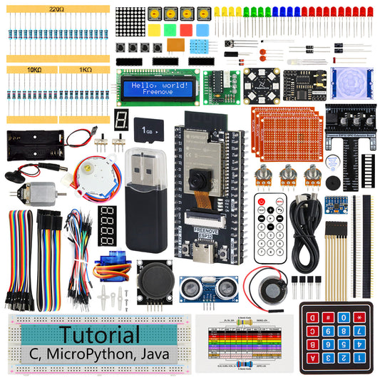 Freenove ESP32 DEV CAM Kit Ultimate Starter Kit, Onboard Camera Wi-Fi Bluetooth, 240 MHz 32-bit Dual-core, Python C Java Code, 795-Page Tutorial, 122 Projects, 242 Items