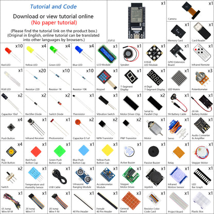 Freenove ESP32 DEV CAM Kit Ultimate Starter Kit, Onboard Camera Wi-Fi Bluetooth, 240 MHz 32-bit Dual-core, Python C Java Code, 795-Page Tutorial, 122 Projects, 242 Items