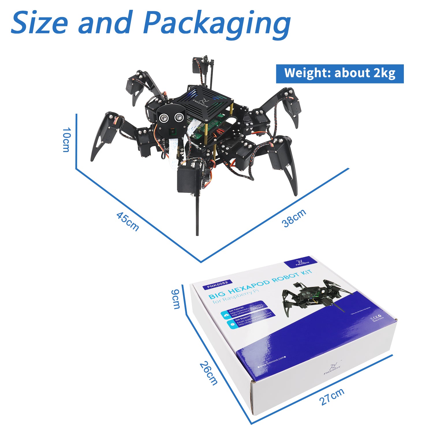 Freenove Big Hexapod Robot Kit for Raspberry Pi 5 4 B 3 B+