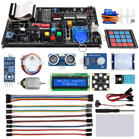 Freenove Projects Kit for Raspberry Pi 5 4 B 3 B+ Zero 2 W, No Wiring, 860-Page Tutorial, 132 Projects, Python C Java Scratch Processing Code