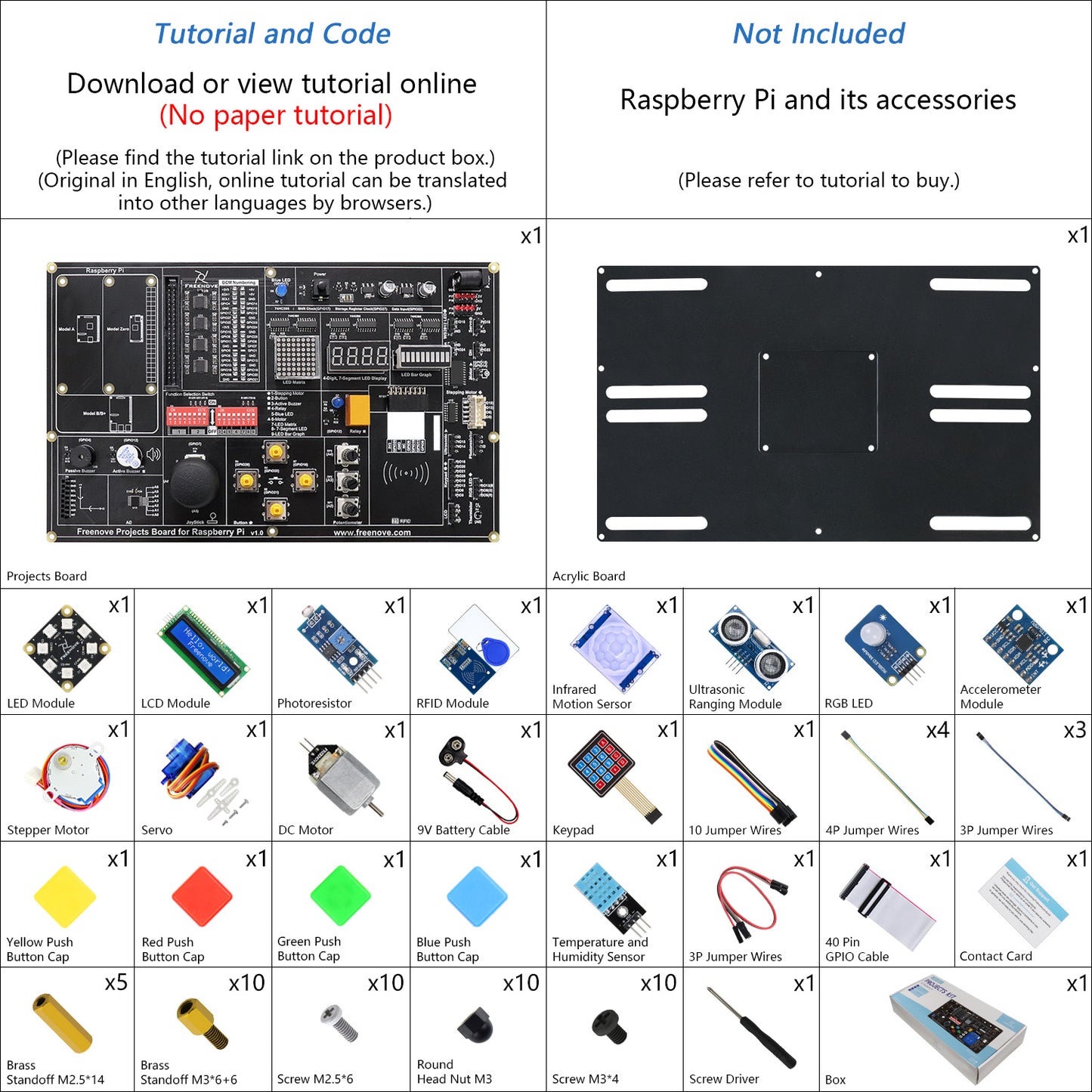 Freenove Projects Kit for Raspberry Pi 5 4 B 3 B+ Zero 2 W, No Wiring, 860-Page Tutorial, 132 Projects, Python C Java Scratch Processing Code