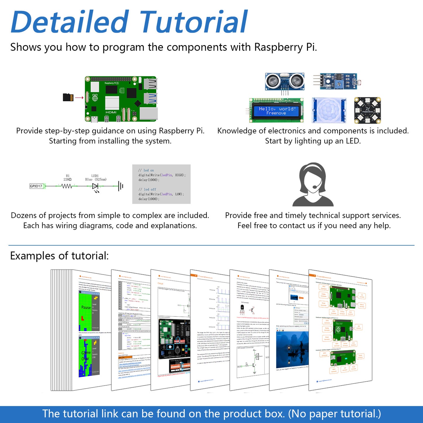 Freenove Projects Kit for Raspberry Pi 5 4 B 3 B+ Zero 2 W, No Wiring, 860-Page Tutorial, 132 Projects, Python C Java Scratch Processing Code