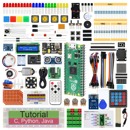 Freenove Ultimate Starter Kit for Raspberry Pi Pico 1 2 W 2W, 3 Sets of Code Python C Java, 767-Page Detailed Tutorial, 119 Example Projects, 220 Items
