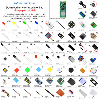 Freenove Ultimate Starter Kit for Raspberry Pi Pico 1 2 W 2W, 3 Sets of Code Python C Java, 767-Page Detailed Tutorial, 119 Example Projects, 220 Items