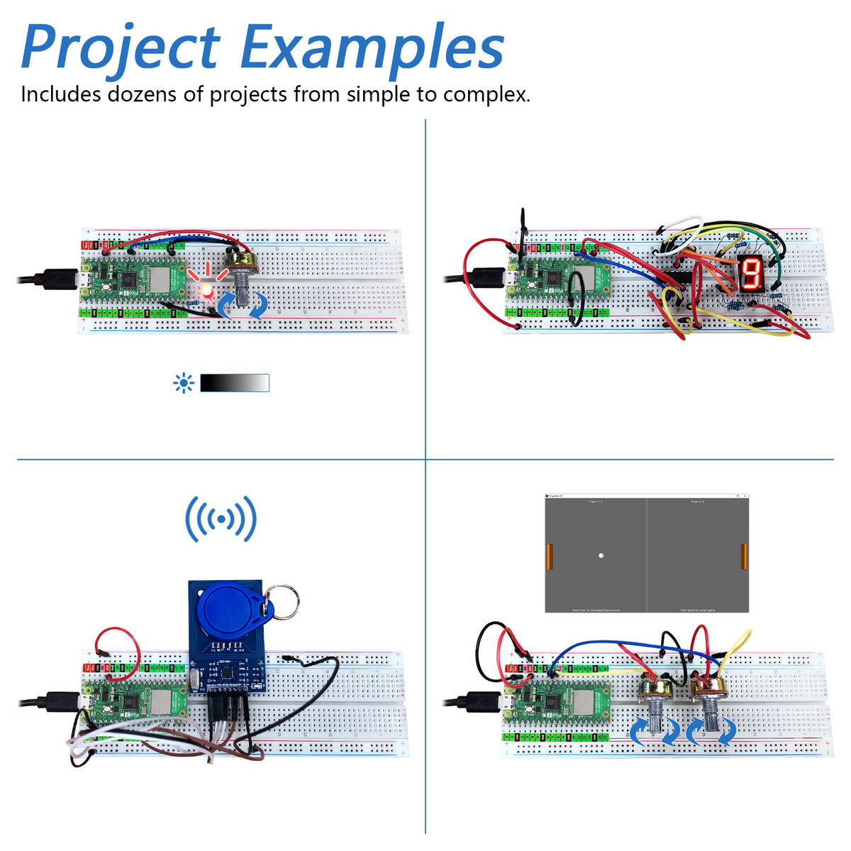 Freenove Ultimate Starter Kit for Raspberry Pi Pico 1 2 W 2W, 3 Sets of Code Python C Java, 767-Page Detailed Tutorial, 119 Example Projects, 220 Items