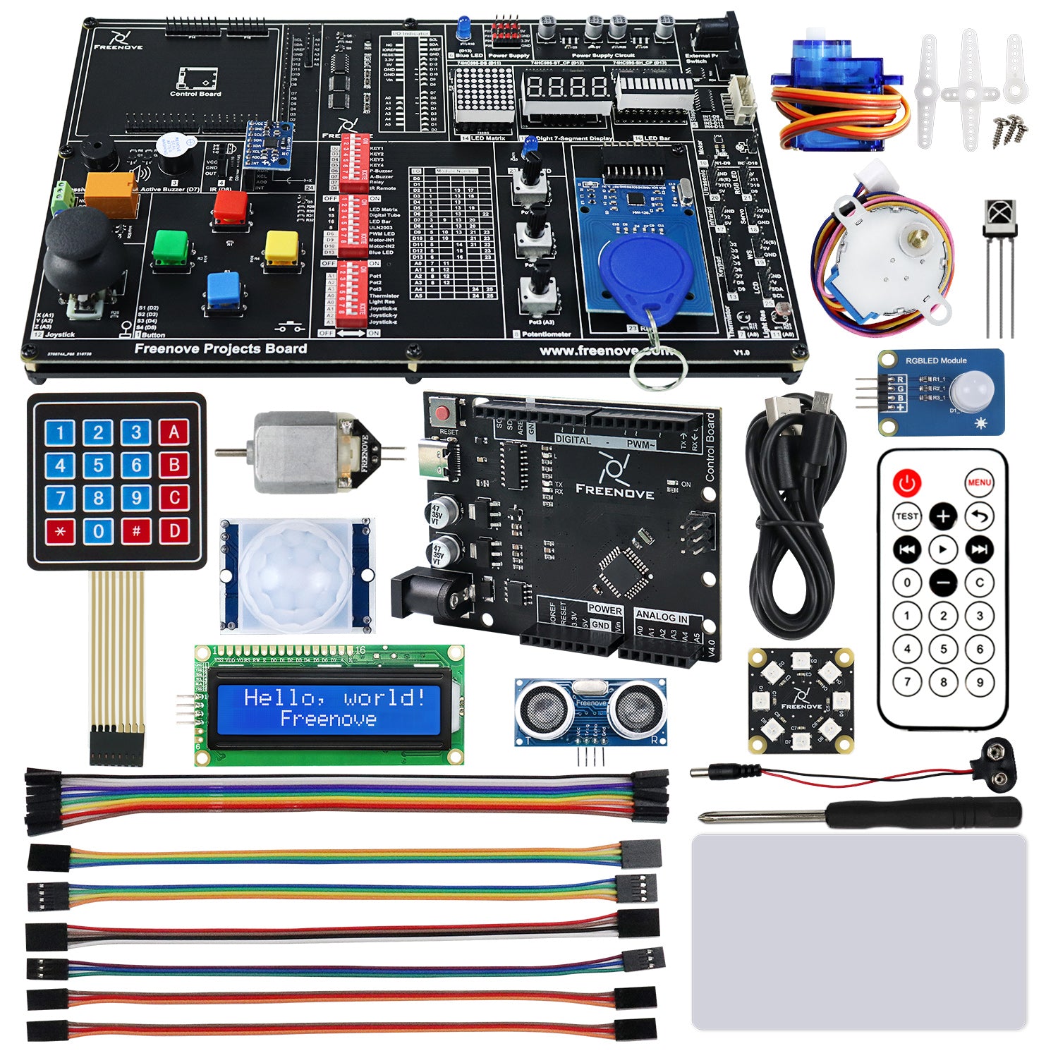 Freenove Projects Kit with Board V4 (Compatible with Arduino IDE)