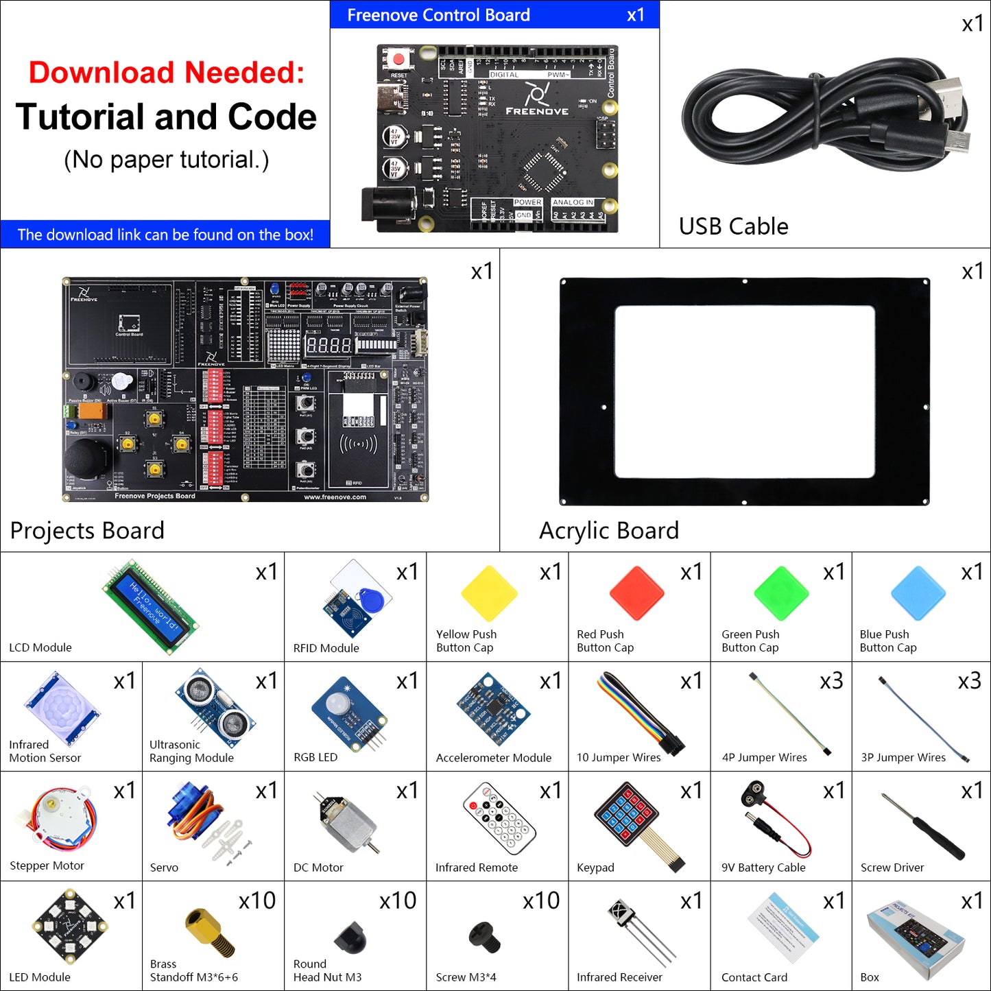 Freenove Projects Kit with Board V4 (Compatible with Arduino IDE)