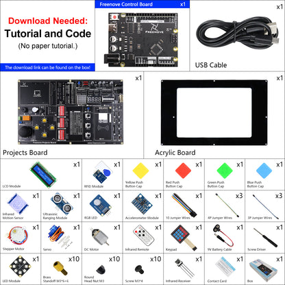 Freenove Projects Kit with Board V4 (Compatible with Arduino IDE)