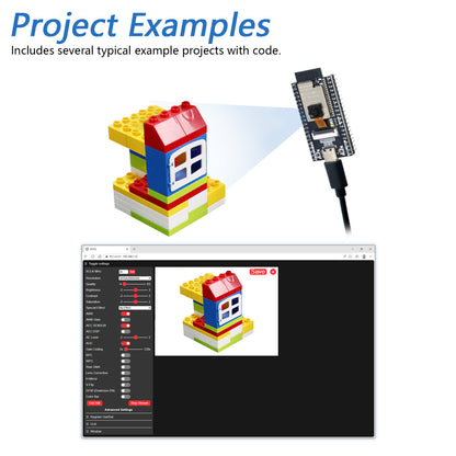 Freenove ESP32 DEV CAM Board Kit 1GB Card, Onboard Camera Wi-Fi Bluetooth, 240 MHz 32-bit Dual-core Microcontroller, Python C Code, Example Tutorial