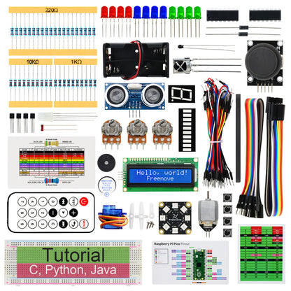 Freenove Super Starter Kit for Raspberry Pi Pico 1 2 W 2W, 3 Sets of Code Python C Java, 588-Page Detailed Tutorial, 94 Example Projects, 175 Items