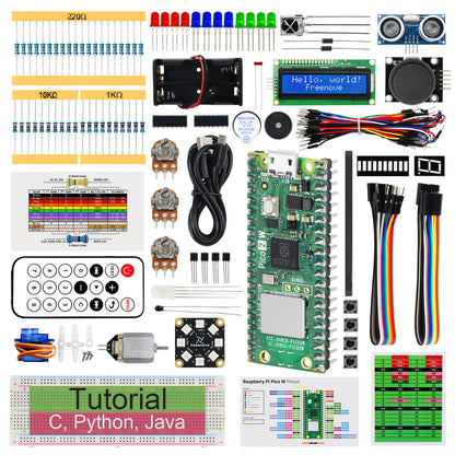 Freenove Super Starter Kit for Raspberry Pi Pico 1 2 W 2W, 3 Sets of Code Python C Java, 588-Page Detailed Tutorial, 94 Example Projects, 175 Items