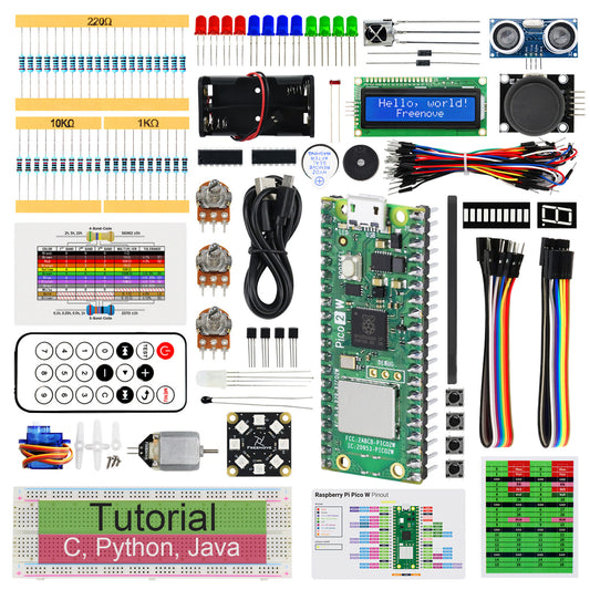 Freenove Super Starter Kit for Raspberry Pi Pico 1 2 W 2W, 3 Sets of Code Python C Java, 588-Page Detailed Tutorial, 94 Example Projects, 175 Items