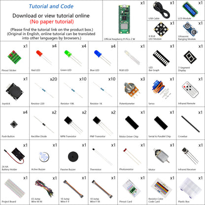 Freenove Super Starter Kit for Raspberry Pi Pico 1 2 W 2W, 3 Sets of Code Python C Java, 588-Page Detailed Tutorial, 94 Example Projects, 175 Items