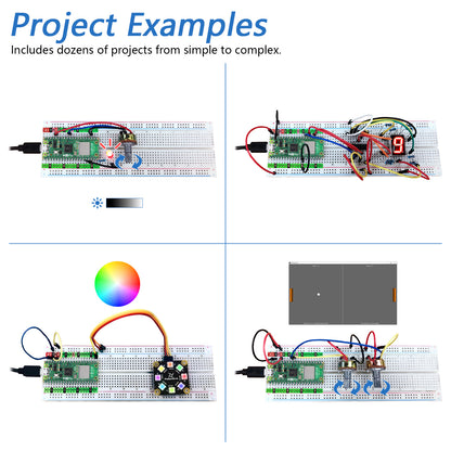 Freenove Super Starter Kit for Raspberry Pi Pico 1 2 W 2W, 3 Sets of Code Python C Java, 588-Page Detailed Tutorial, 94 Example Projects, 175 Items