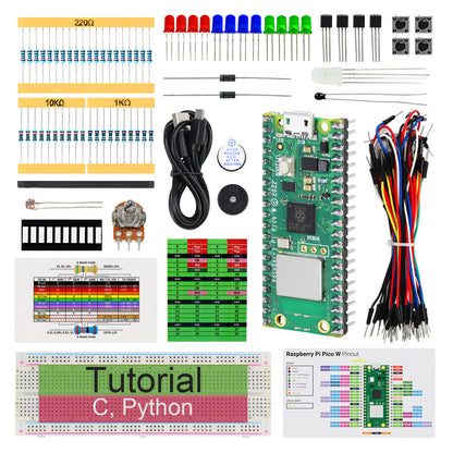 Freenove Basic Starter Kit for Raspberry Pi Pico 1 2 W 2W, 2 Sets of Code Python C, 386-Page Detailed Tutorial, 55 Example Projects, 142 Items