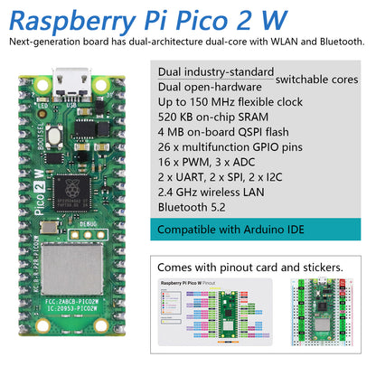 Freenove Basic Starter Kit for Raspberry Pi Pico 1 2 W 2W, 2 Sets of Code Python C, 386-Page Detailed Tutorial, 55 Example Projects, 142 Items