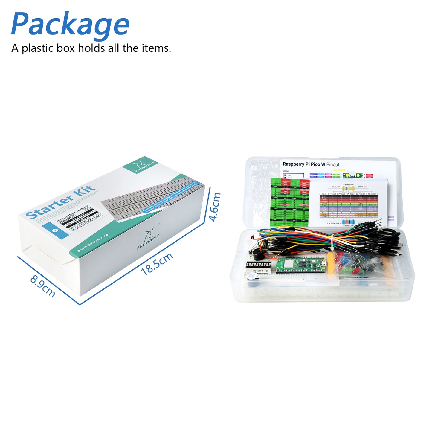 Freenove Basic Starter Kit for Raspberry Pi Pico 1 2 W 2W, 2 Sets of Code Python C, 386-Page Detailed Tutorial, 55 Example Projects, 142 Items