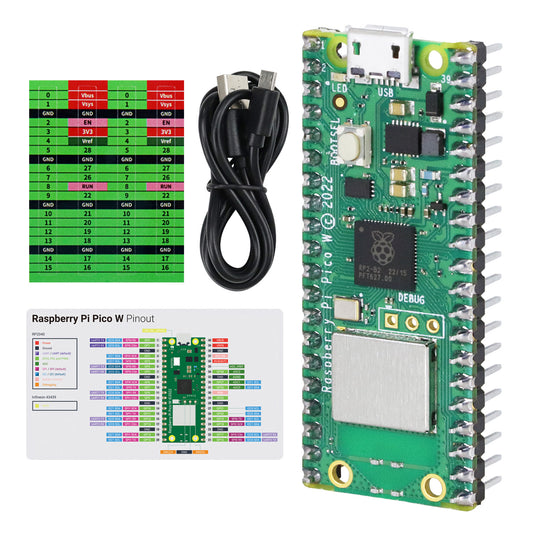 Freenove Raspberry Pi Pico W H WH Board Pre-Soldered Header, Dual-core 32-bit 133 MHz Processor Development Board, Python C Java Code, Example Projects Tutorial