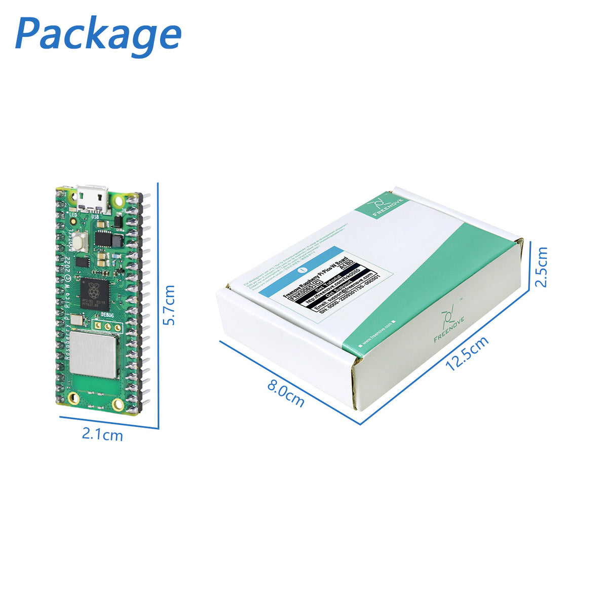 Freenove Raspberry Pi Pico W H WH Board Pre-Soldered Header, Dual-core 32-bit 133 MHz Processor Development Board, Python C Java Code, Example Projects Tutorial