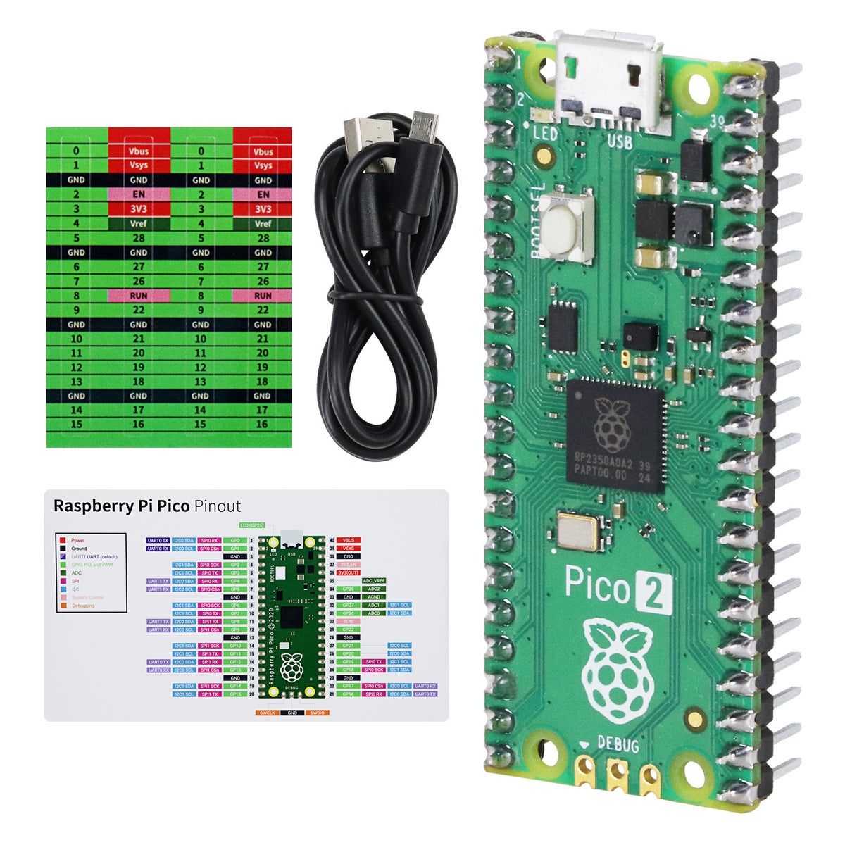 Freenove Raspberry Pi Pico 2 W Board Pre-Soldered Header, Dual-architecture Dual-core 32-bit 150 MHz Development Board, Python C Java, Example Projects Tutorial