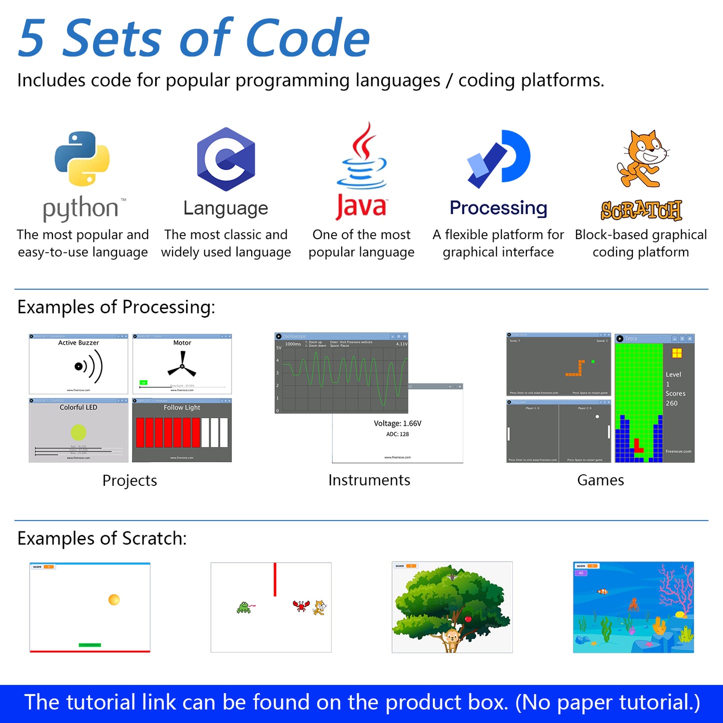 Freenove Complete Starter Kit for Raspberry Pi 5 4 B 3 B+ 500 Zero 2 W, 1170-Page Tutorial, Python C Java Scratch Processing Code, 386 Items, 164 Projects, Camera Speaker