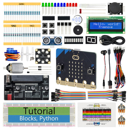 Freenove Super Starter Kit for micro:bit V2, Blocks Visual Programming Language Code and Python Code, 266-Page Detailed Tutorial, 38 Projects, 192 Items
