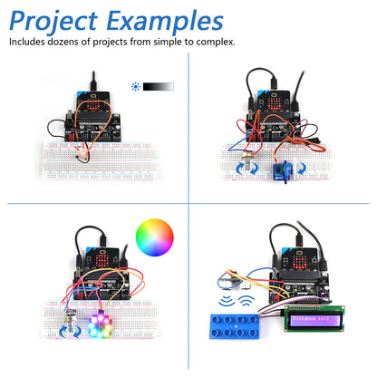 Freenove Super Starter Kit for micro:bit V2, Blocks Visual Programming Language Code and Python Code, 266-Page Detailed Tutorial, 38 Projects, 192 Items