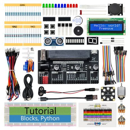 Freenove Super Starter Kit for micro:bit V2, Blocks Visual Programming Language Code and Python Code, 266-Page Detailed Tutorial, 38 Projects, 192 Items