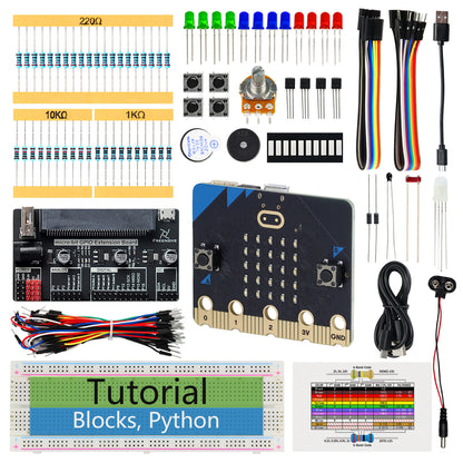 Freenove Basic Starter Kit for micro:bit V2, Blocks Visual Programming Language Code and Python Code, 179-Page Detailed Tutorial, 27 Projects, 162 Items